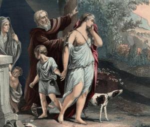 1500 BC, Old Testament prophet Abraham banishes Hagar and her son Ishmael into the wilderness after the birth of Isaac to his aged, barren wife Sarah. Genesis, chapter 16. (Photo by Hulton Archive/Getty Images)
