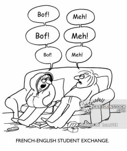 An English and French student converse.